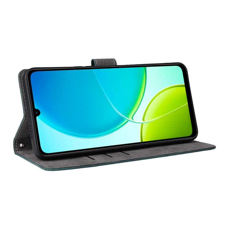 For vivo Y04 4G / Y29s 5G Case Wallet RFID Blocking PU Leather Cover Viewing Stand - Green