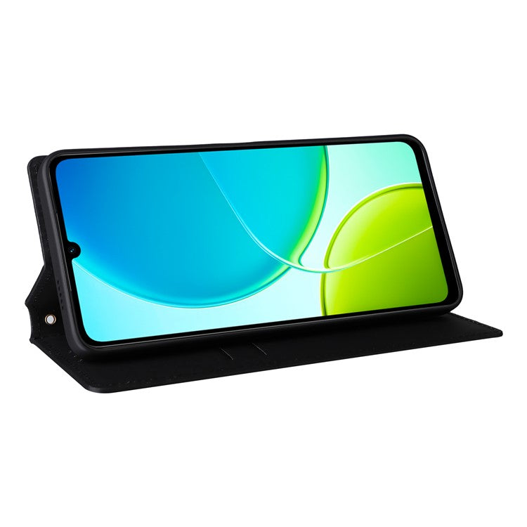 For vivo Y04 4G / Y29s 5G Case Wallet Rhombus Imprinted Leather Phone Cover - Silver