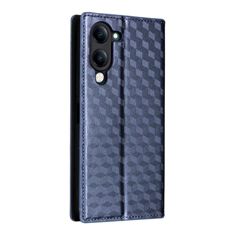 For vivo Y04 4G / Y29s 5G Case Wallet Rhombus Imprinted Leather Phone Cover - Blue