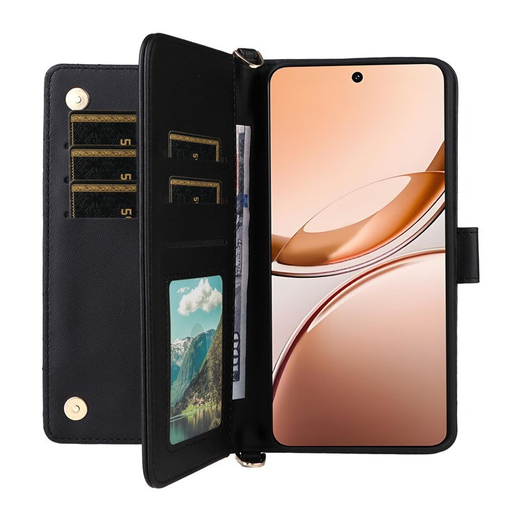 For vivo V50 Lite 4G / 5G Case with Shoulder Strap Wallet Leather Phone Cover - Black