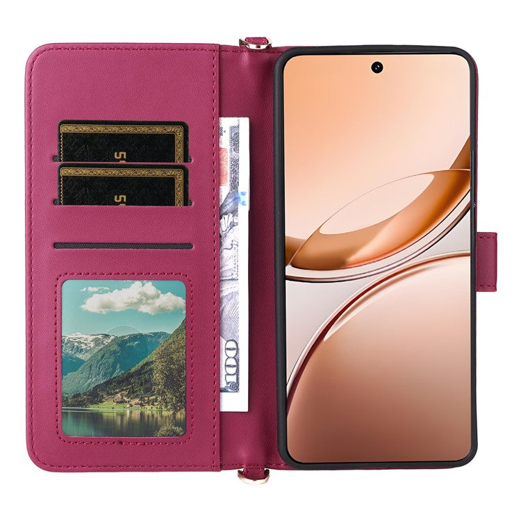 For vivo V50 Lite 4G / 5G Case with Shoulder Strap Wallet Leather Phone Cover - Rose