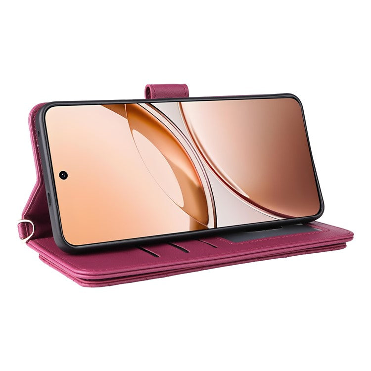 For vivo V50 Lite 4G / 5G Case with Shoulder Strap Wallet Leather Phone Cover - Rose