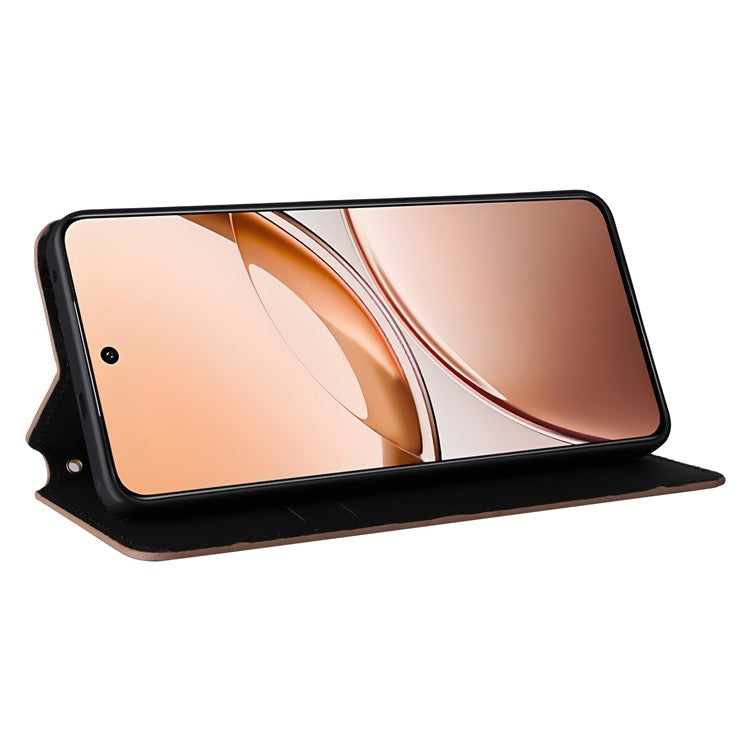 For vivo V50 Lite 4G / 5G Case Wallet Rhombus Imprinted Leather Phone Cover - Brown