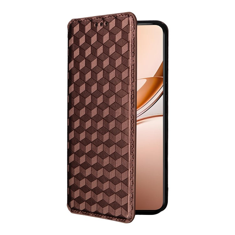 For vivo V50 Lite 4G / 5G Case Wallet Rhombus Imprinted Leather Phone Cover - Brown