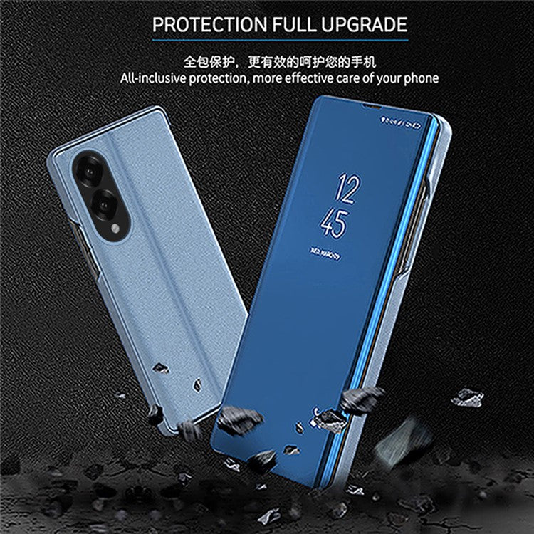 For Samsung Galaxy S25 Edge Case View Window Stand Leather Flip Phone Cover - Silver
