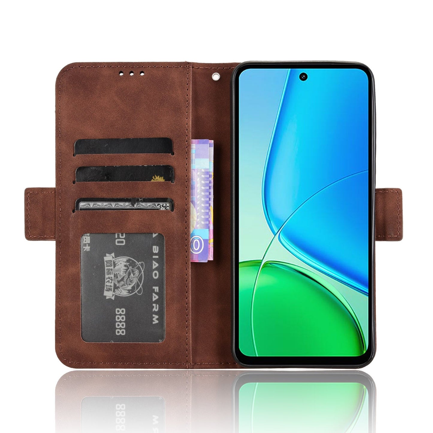 For vivo Y29 4G Leather Case Phone Wallet Cover with Multiple Card Slots - Brown
