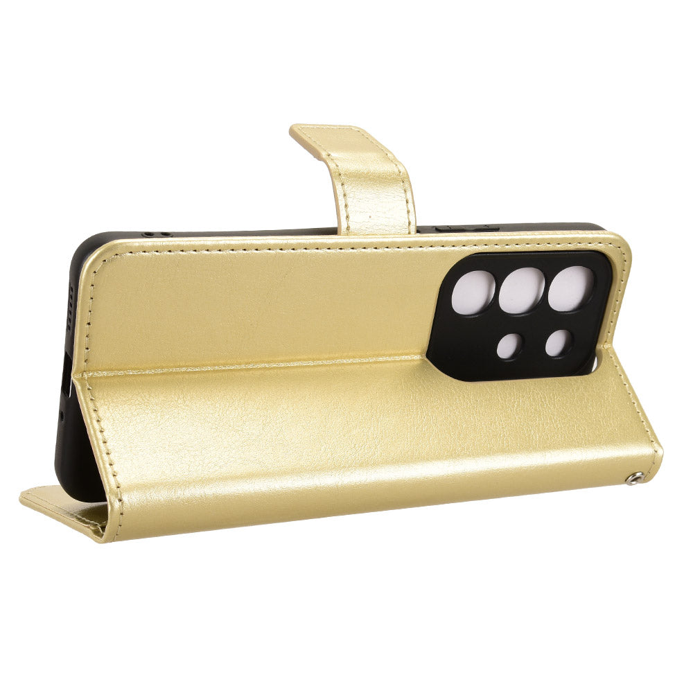 For vivo Y29 4G PU Leather Case with Strap Crazy Horse Texture Phone Wallet Cover - Gold