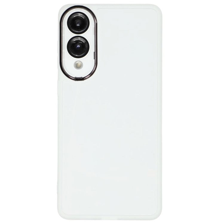 For Samsung Galaxy S25 Edge Case Electroplated Camera Frame TPU Phone Cover - Transparent White