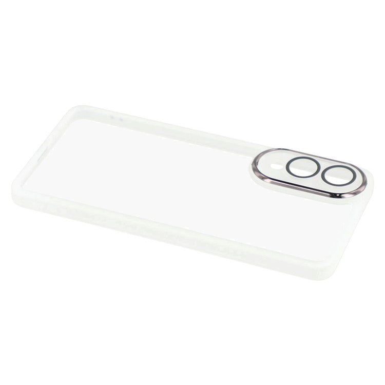 For Samsung Galaxy S25 Edge Case Electroplated Camera Frame TPU Phone Cover - Transparent White