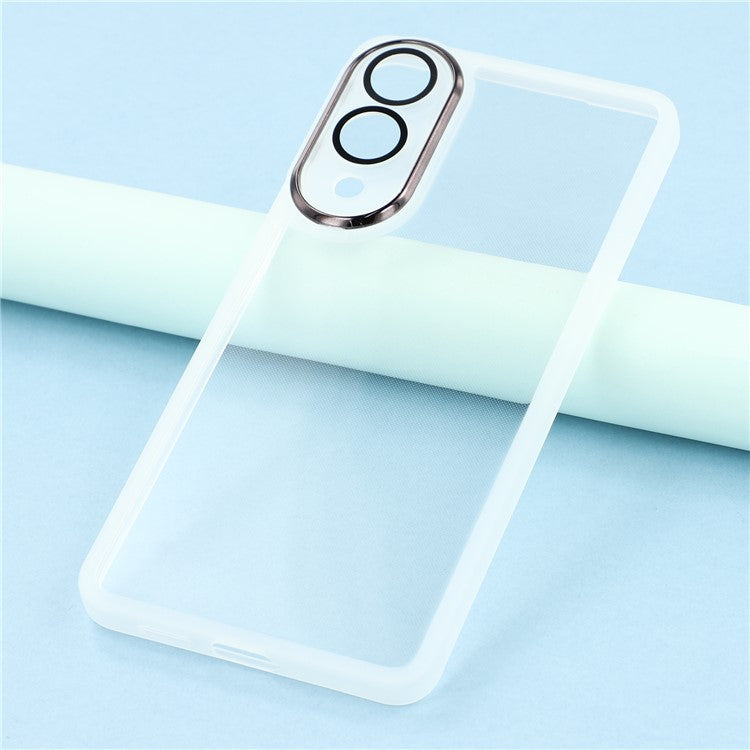 For Samsung Galaxy S25 Edge Case Electroplated Camera Frame TPU Phone Cover - Transparent White