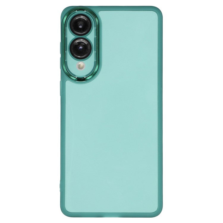 For Samsung Galaxy S25 Edge Case Electroplated Camera Frame TPU Phone Cover - Transparent Army Green