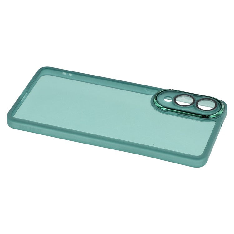 For Samsung Galaxy S25 Edge Case Electroplated Camera Frame TPU Phone Cover - Transparent Army Green