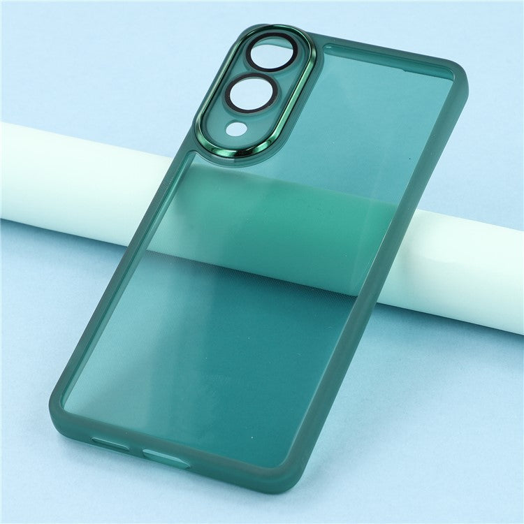 For Samsung Galaxy S25 Edge Case Electroplated Camera Frame TPU Phone Cover - Transparent Army Green