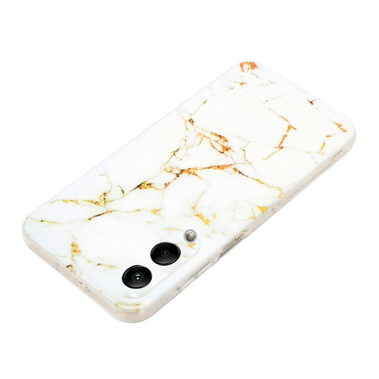 For Samsung Galaxy S25 Edge Case Marble Pattern Painted TPU Phone Back Cover - White