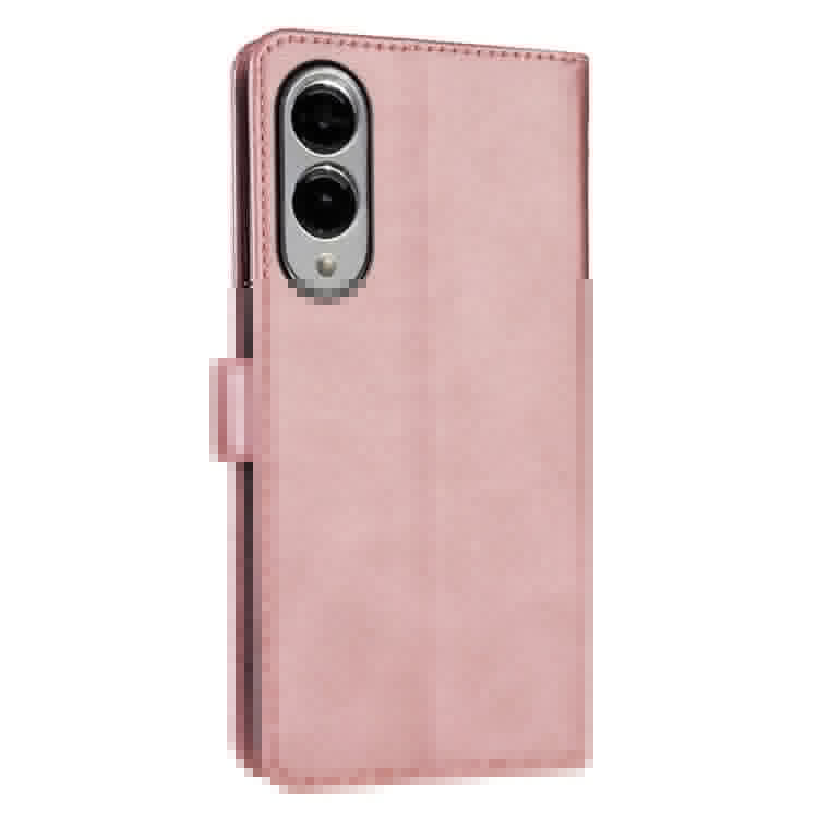 AZNS For Samsung Galaxy S25 Edge Case PU Leather Wallet Phone Cover - Rose Gold