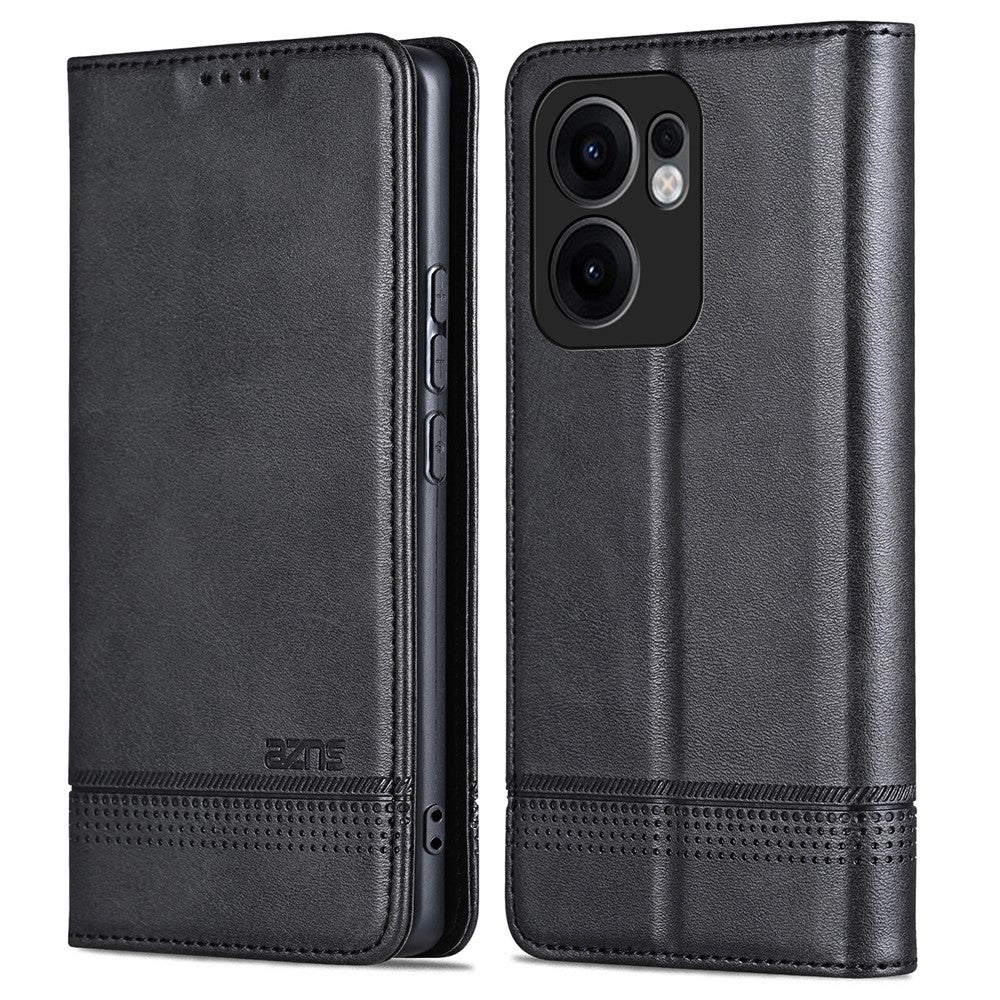 AZNS For Oppo Reno13 F 5G Case Cowhide Texture PU Leather Wallet Phone Cover - Black