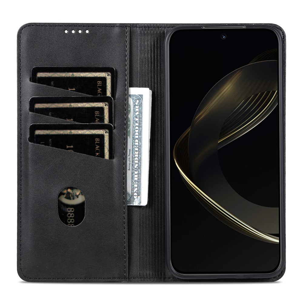 AZNS For Oppo Reno13 F 5G Case Cowhide Texture PU Leather Wallet Phone Cover - Black