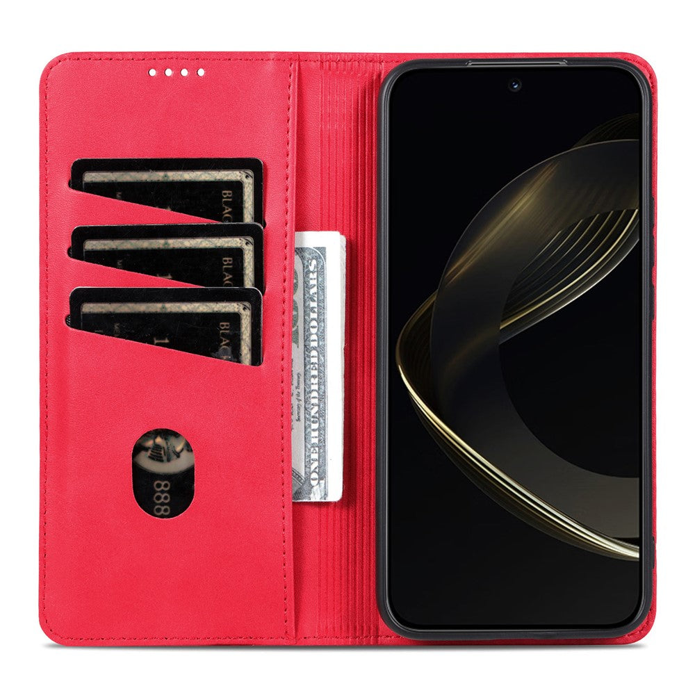 AZNS For Oppo Reno13 F 5G Case Cowhide Texture PU Leather Wallet Phone Cover - Red