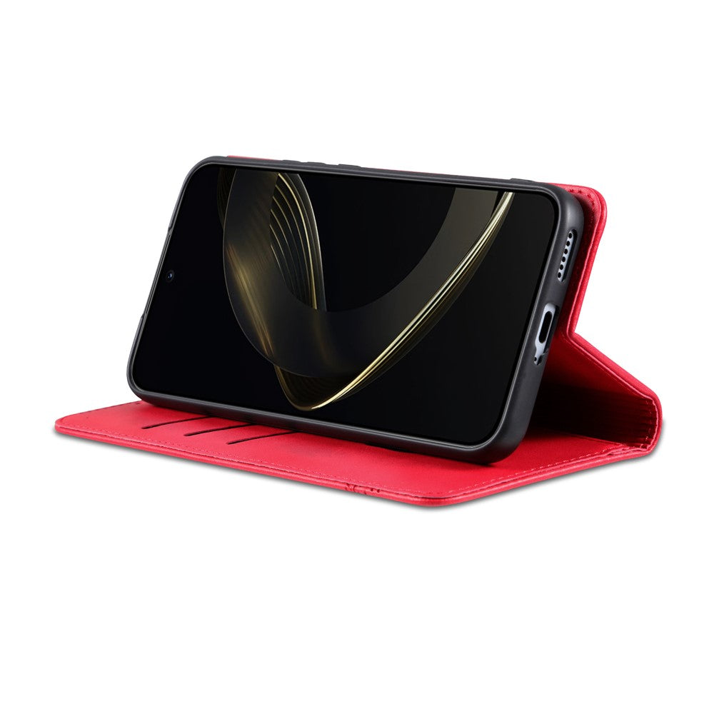 AZNS For Oppo Reno13 F 5G Case Cowhide Texture PU Leather Wallet Phone Cover - Red