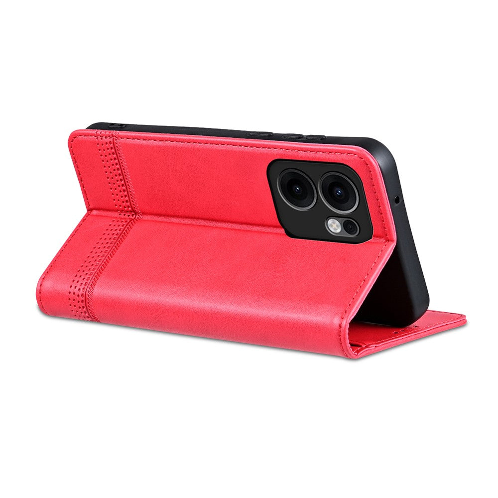 AZNS For Oppo Reno13 F 5G Case Cowhide Texture PU Leather Wallet Phone Cover - Red