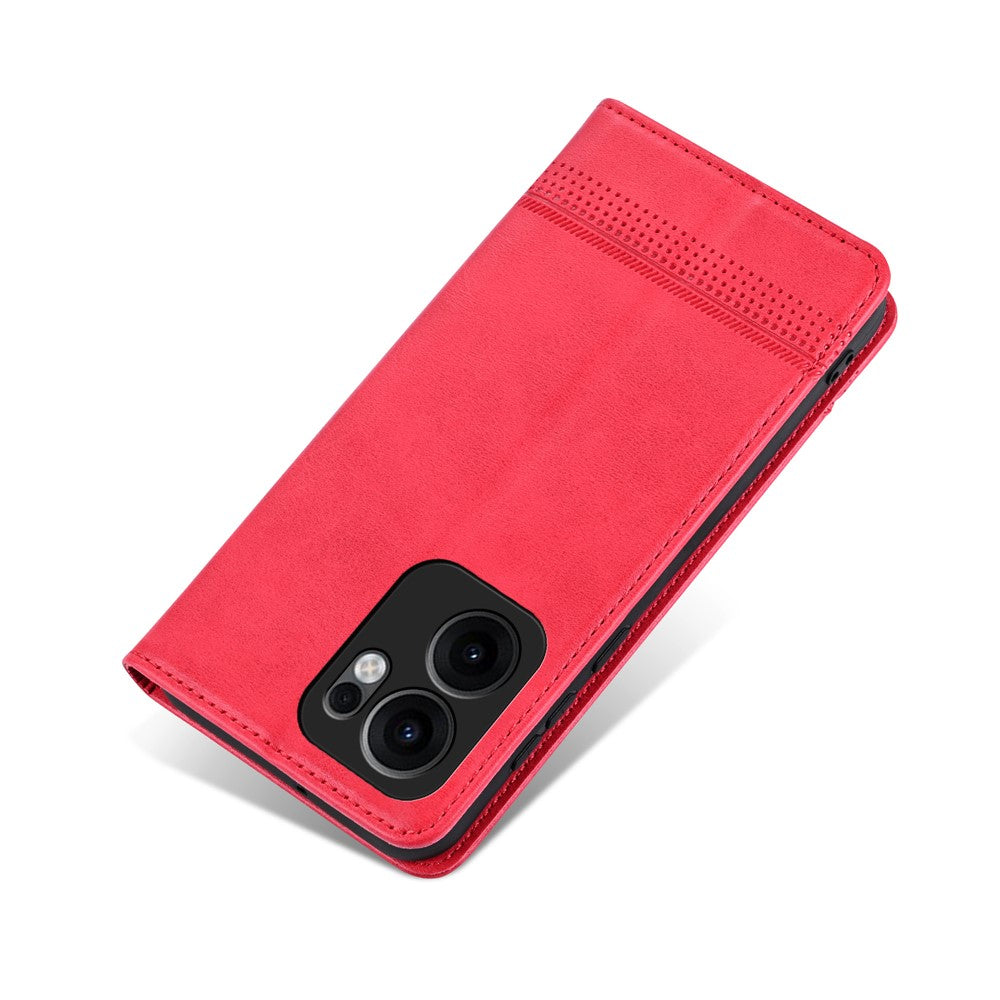 AZNS For Oppo Reno13 F 5G Case Cowhide Texture PU Leather Wallet Phone Cover - Red