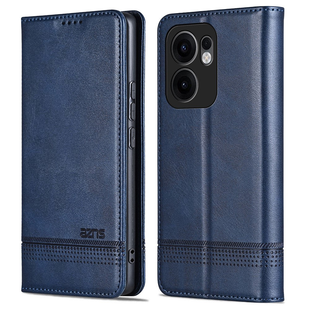 AZNS For Oppo Reno13 F 5G Case Cowhide Texture PU Leather Wallet Phone Cover - Blue