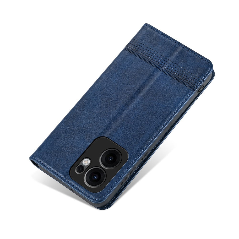 AZNS For Oppo Reno13 F 5G Case Cowhide Texture PU Leather Wallet Phone Cover - Blue
