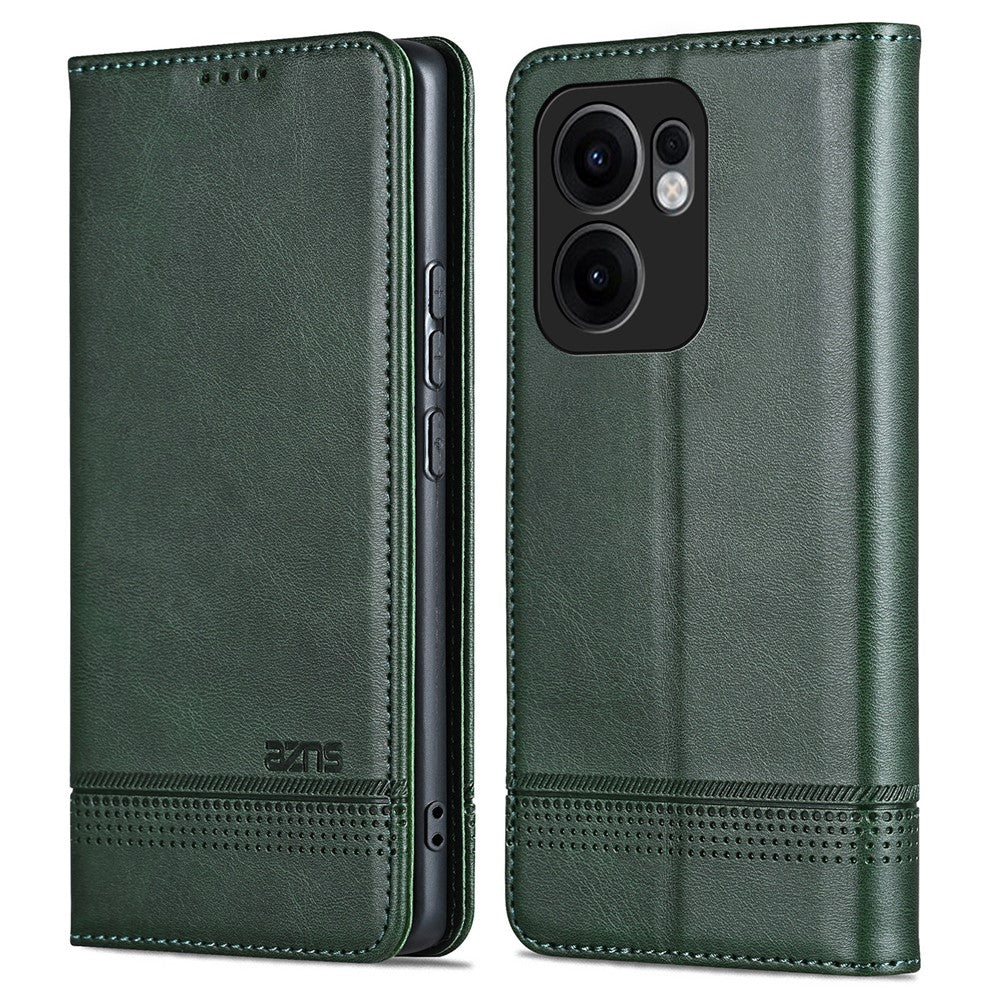 AZNS For Oppo Reno13 F 5G Case Cowhide Texture PU Leather Wallet Phone Cover - Green