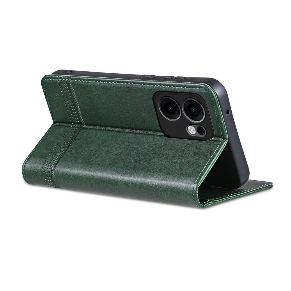 AZNS For Oppo Reno13 F 5G Case Cowhide Texture PU Leather Wallet Phone Cover - Green