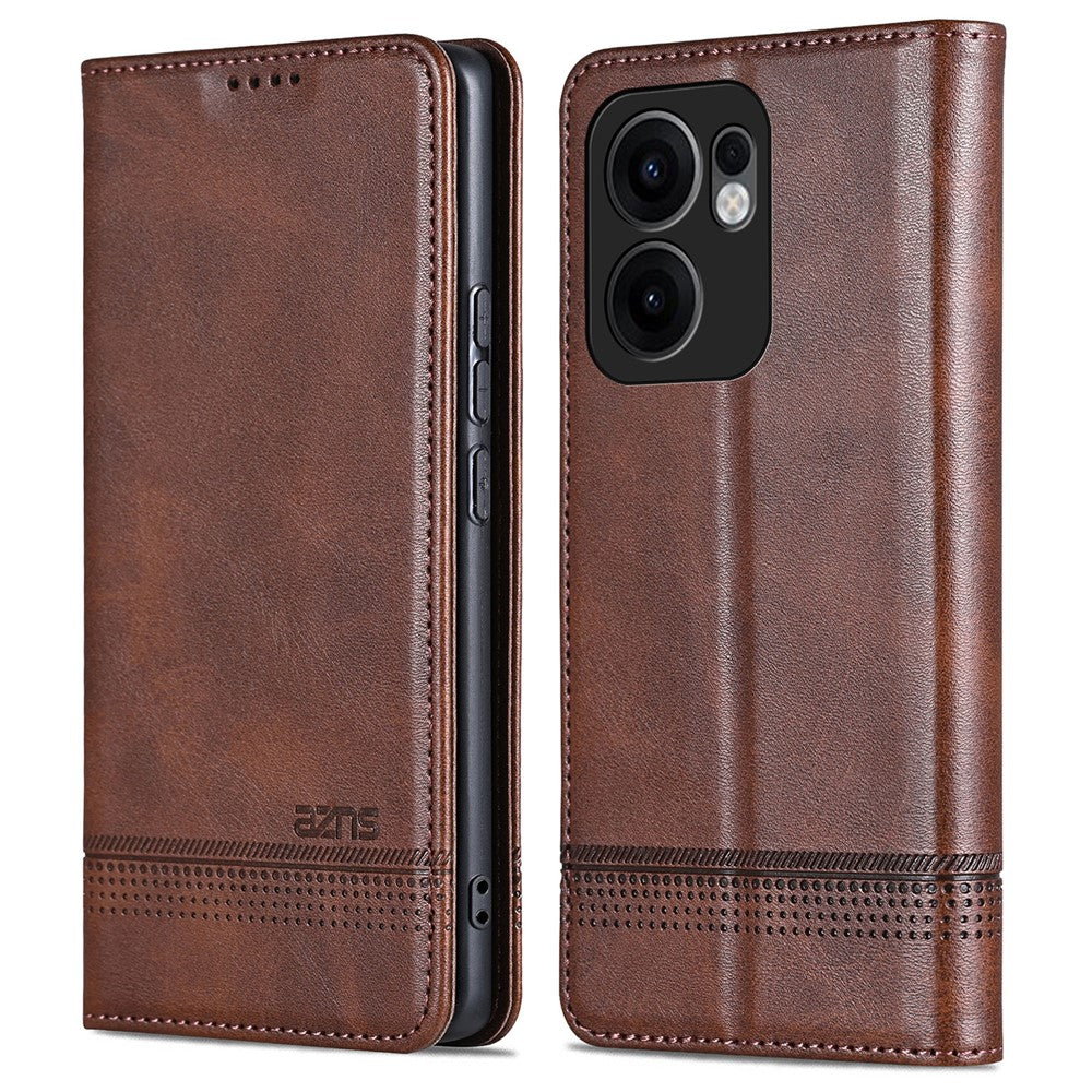 AZNS For Oppo Reno13 F 5G Case Cowhide Texture PU Leather Wallet Phone Cover - Coffee