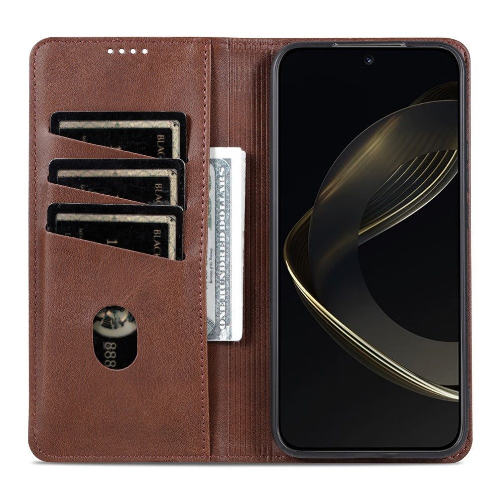 AZNS For Oppo Reno13 F 5G Case Cowhide Texture PU Leather Wallet Phone Cover - Coffee