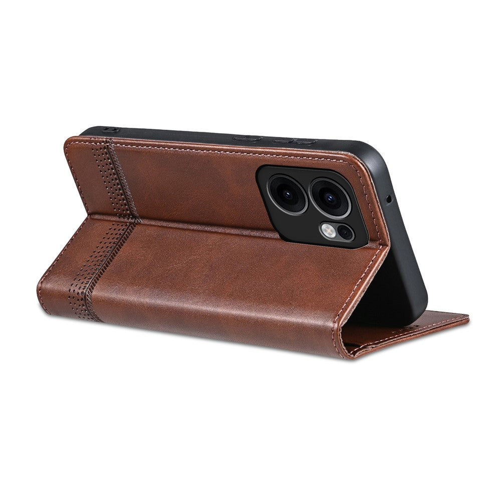 AZNS For Oppo Reno13 F 5G Case Cowhide Texture PU Leather Wallet Phone Cover - Coffee