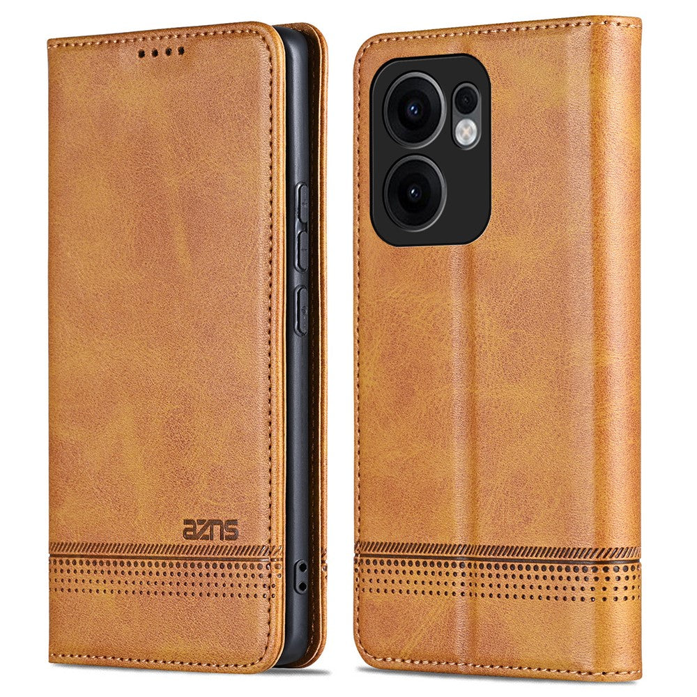AZNS For Oppo Reno13 F 5G Case Cowhide Texture PU Leather Wallet Phone Cover - Brown