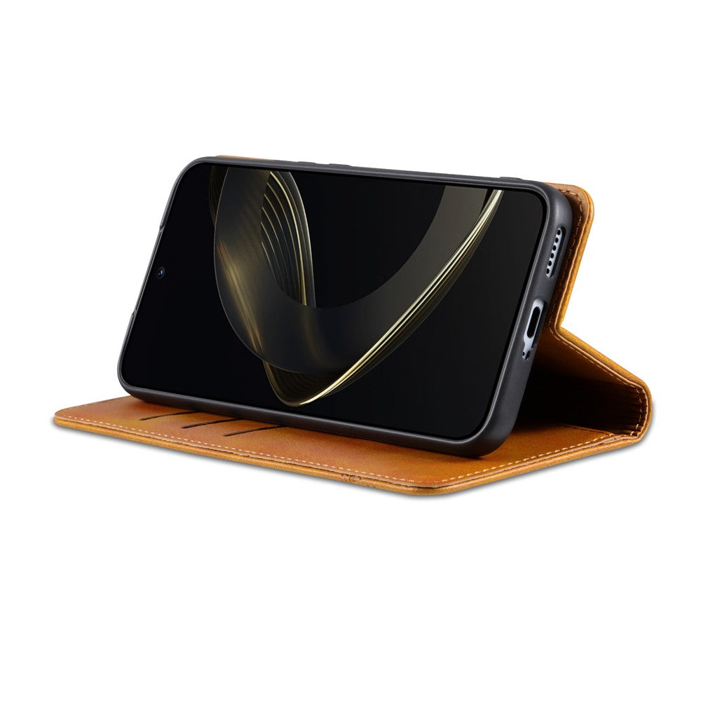 AZNS For Oppo Reno13 F 5G Case Cowhide Texture PU Leather Wallet Phone Cover - Brown