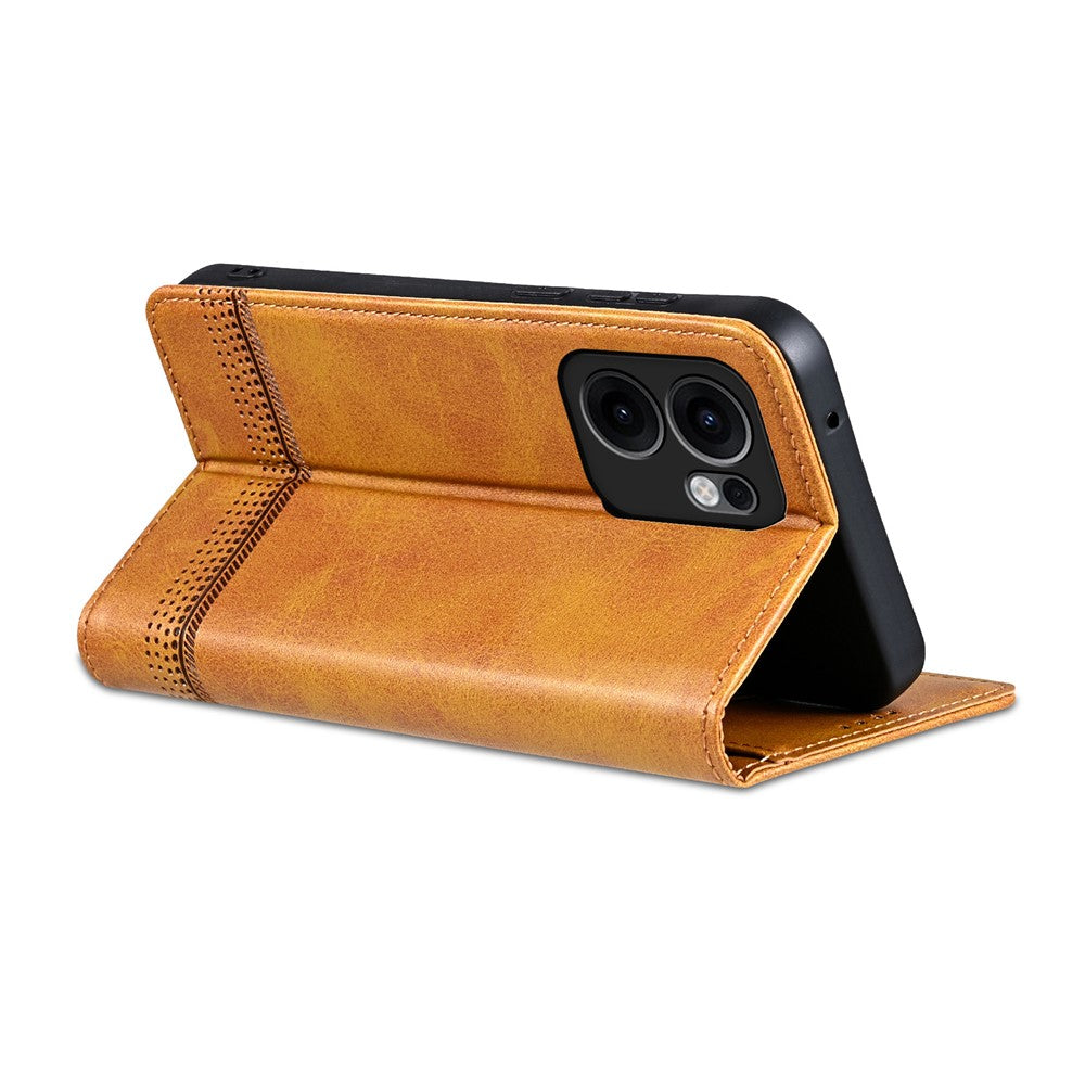 AZNS For Oppo Reno13 F 5G Case Cowhide Texture PU Leather Wallet Phone Cover - Brown