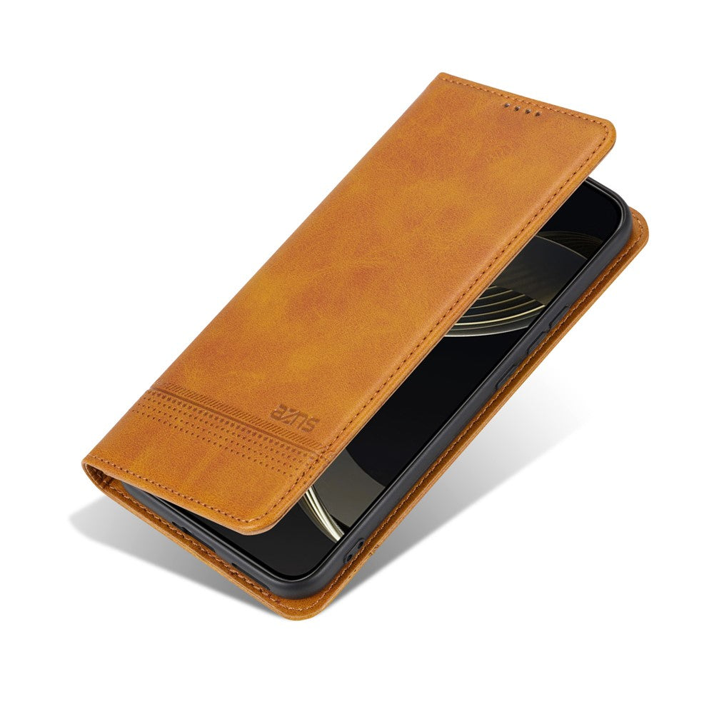 AZNS For Oppo Reno13 F 5G Case Cowhide Texture PU Leather Wallet Phone Cover - Brown