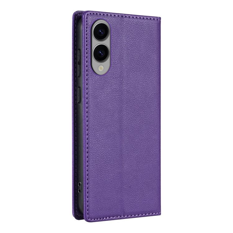 For Samsung Galaxy S25 Edge Wallet Case Magnetic Closure PU Leather Phone Cover - Purple