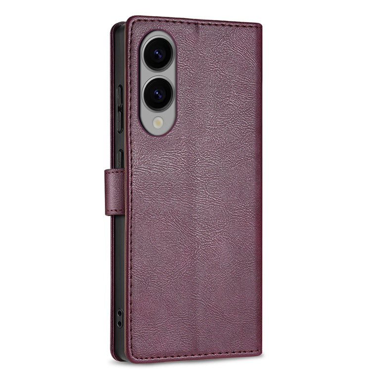 N.BEKUS CSJ-001 For 	Samsung Galaxy S25 Edge Stand Case PU Leather Wallet Phone Cover - Wine Red