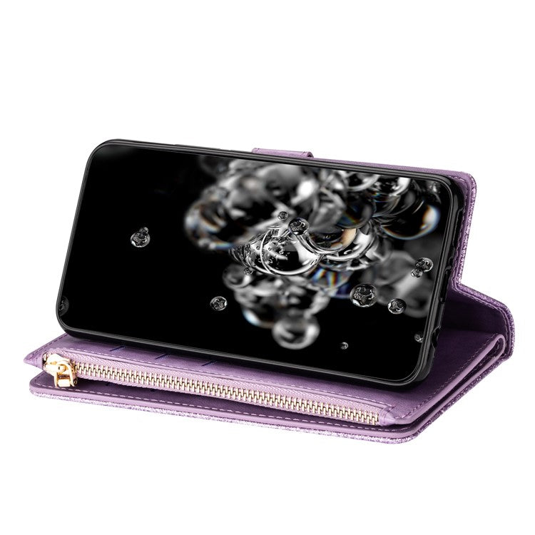 For Samsung Galaxy S25 Edge Case Starry Sky Carving Leather Wallet Phone Cover - Purple