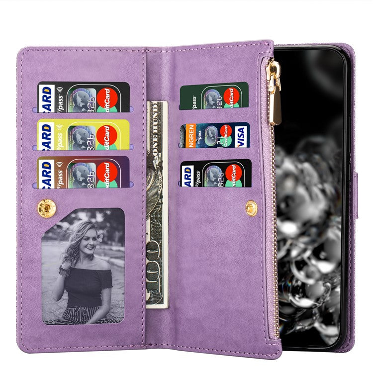 For Samsung Galaxy S25 Edge Case Starry Sky Carving Leather Wallet Phone Cover - Purple