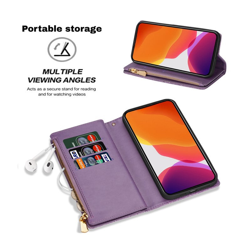 For Samsung Galaxy S25 Edge Case Starry Sky Carving Leather Wallet Phone Cover - Purple