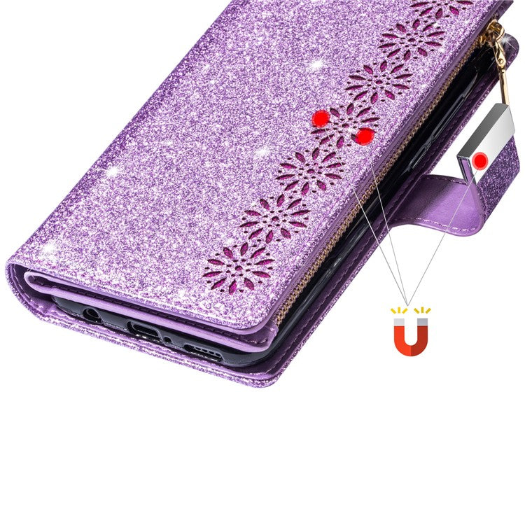 For Samsung Galaxy S25 Edge Case Starry Sky Carving Leather Wallet Phone Cover - Purple