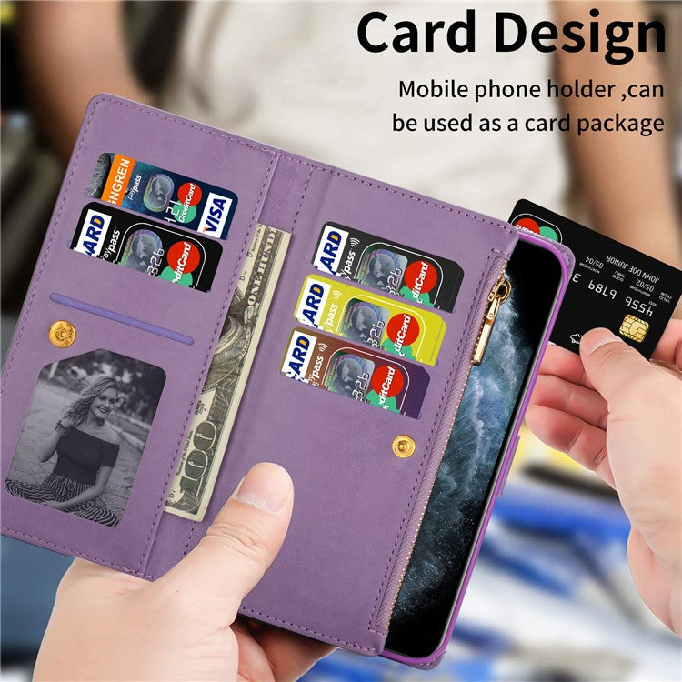 For Samsung Galaxy S25 Edge Case Starry Sky Carving Leather Wallet Phone Cover - Purple