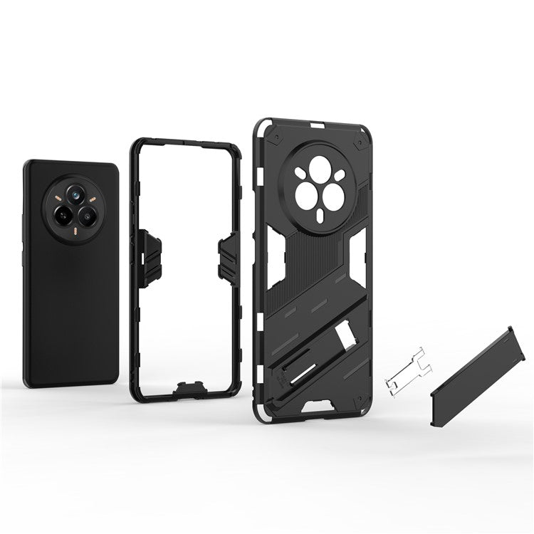 For Realme 14 Pro 5G Case PC + TPU Shockproof Phone Cover with Kickstand - White