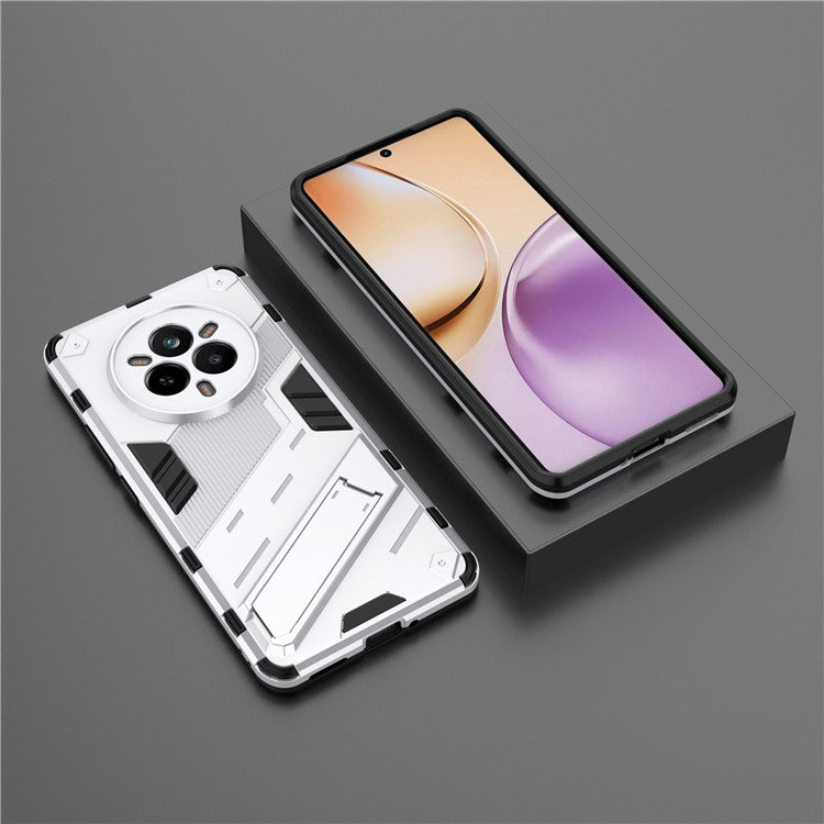 For Realme 14 Pro 5G Case PC + TPU Shockproof Phone Cover with Kickstand - White