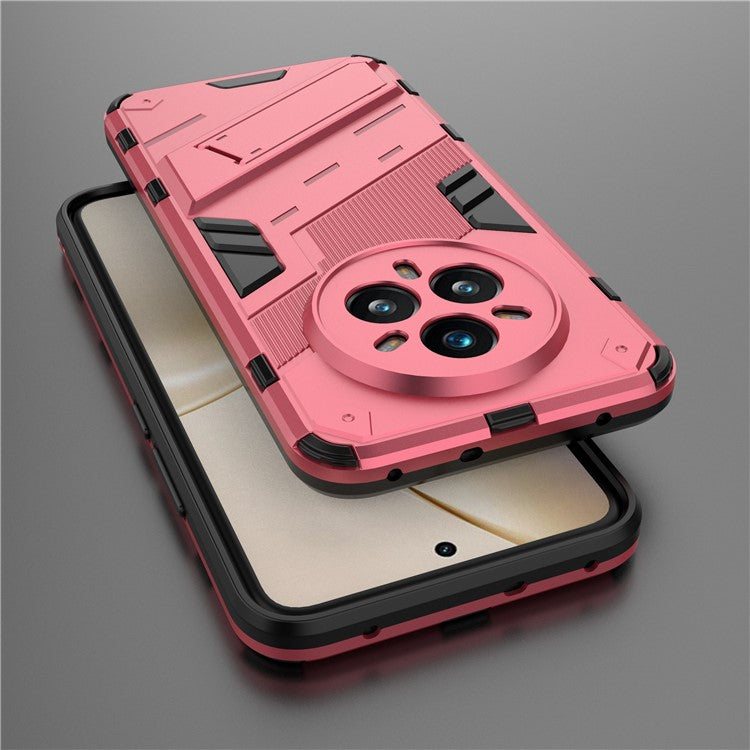 For Realme 14 Pro+ 5G Case PC + TPU Shockproof Phone Cover with Kickstand - Rose