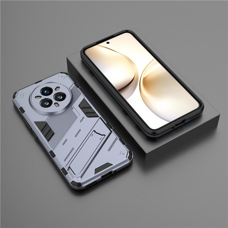 For Realme 14 Pro+ 5G Case PC + TPU Shockproof Phone Cover with Kickstand - Dark Blue