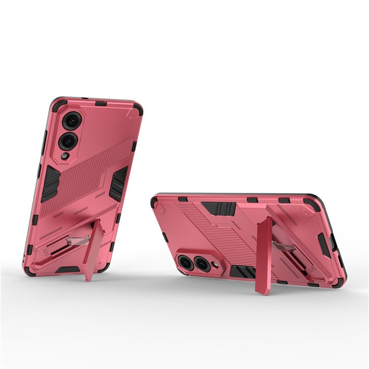 For Samsung Galaxy S25 Edge Case PC + TPU Shockproof Phone Cover with Kickstand - Rose