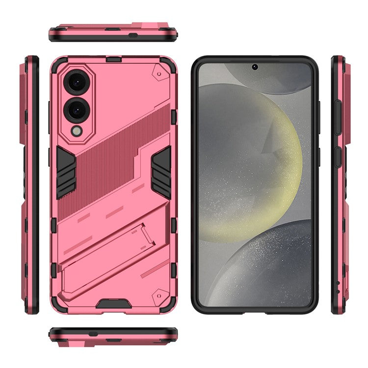For Samsung Galaxy S25 Edge Case PC + TPU Shockproof Phone Cover with Kickstand - Rose