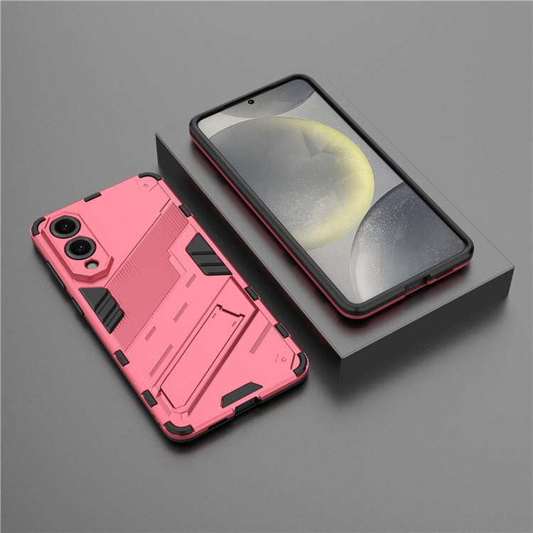 For Samsung Galaxy S25 Edge Case PC + TPU Shockproof Phone Cover with Kickstand - Rose